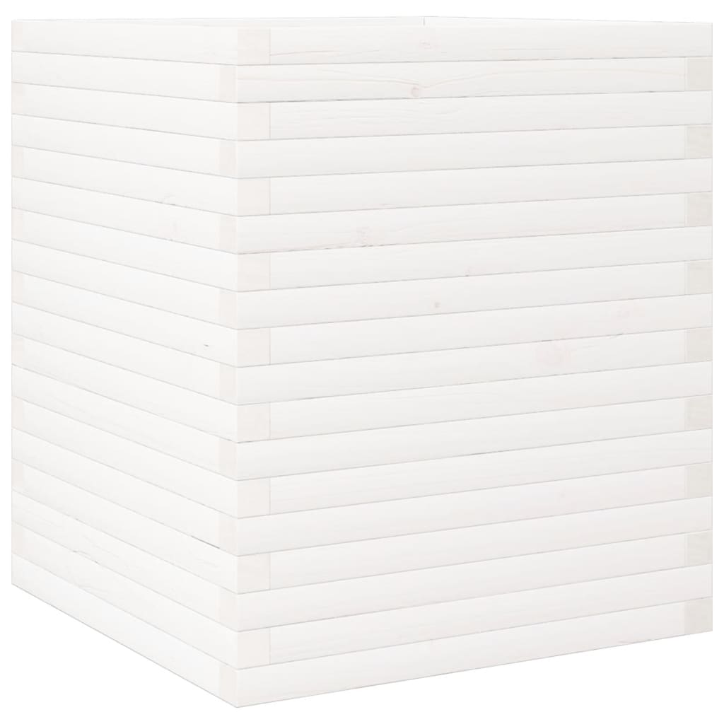 Fioriera da Giardino Bianca 60x60x68,5 m Legno Massello di Pino | homemem39