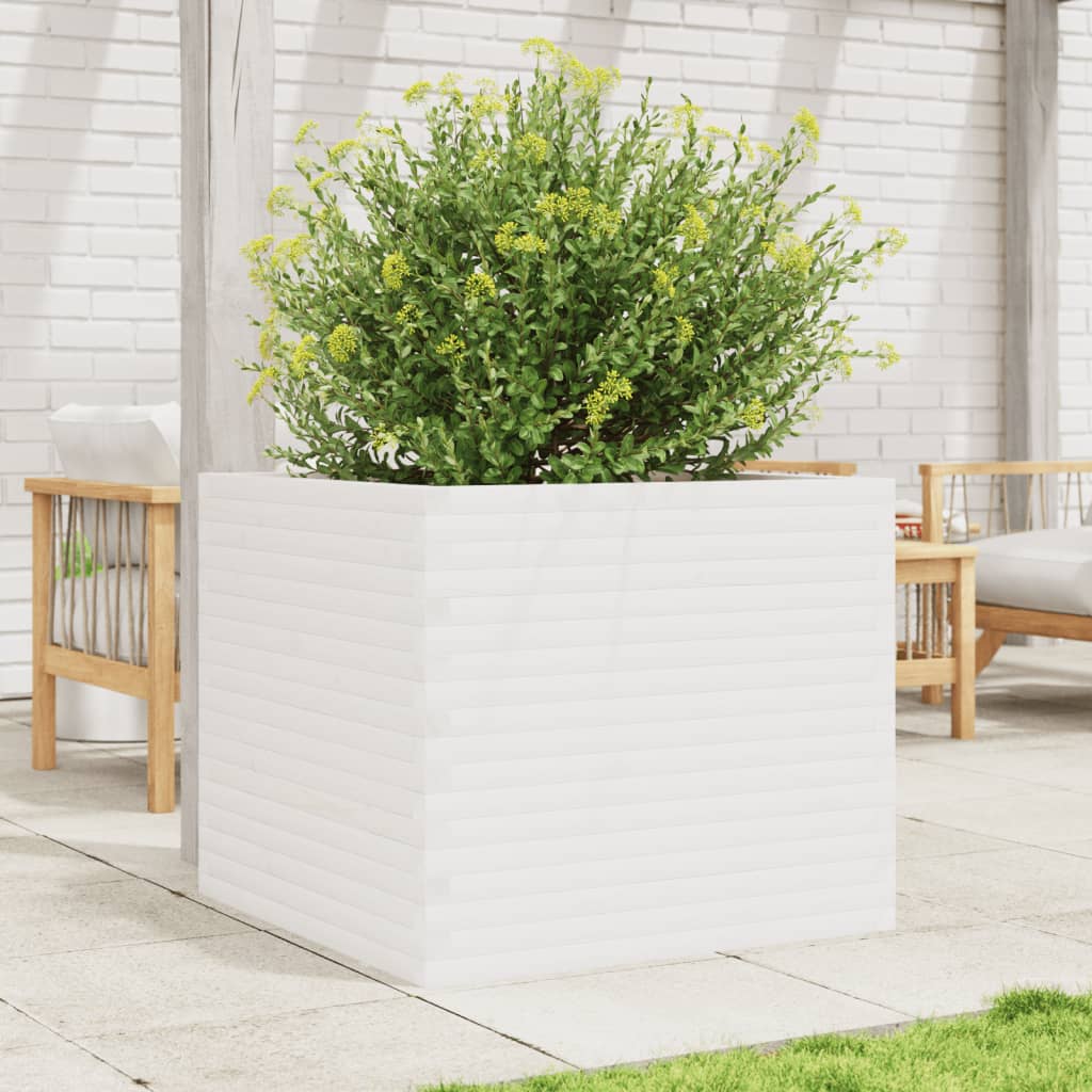 Fioriera da Giardino Bianca 80x80x68,5cm Legno Massello di Pino | homemem39