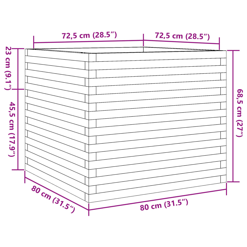 Fioriera da Giardino Bianca 80x80x68,5cm Legno Massello di Pino | homemem39