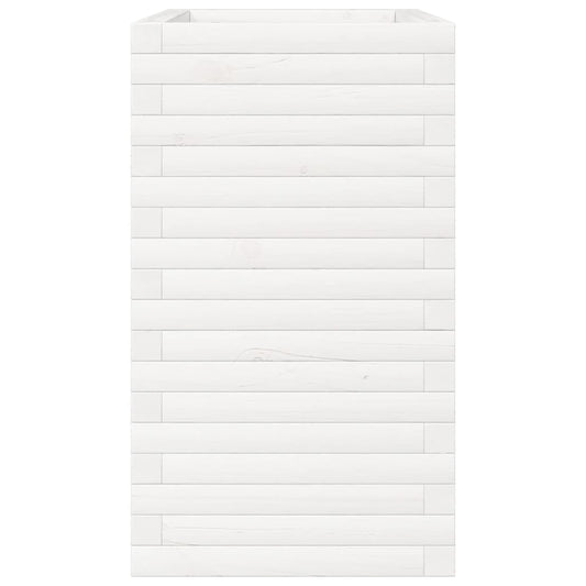 Fioriera da Giardino Bianca 70x40x68,5cm Legno Massello di Pino