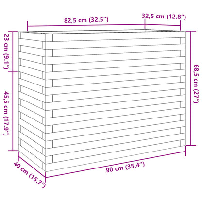 Fioriera Giardino Marrone Cera 90x40x68,5cm Legno Massello Pino | homemem39