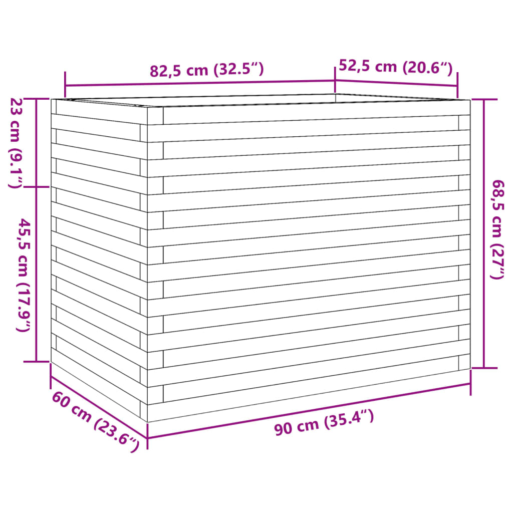 Fioriera da Giardino 90x60x68,5 cm in Legno di Pino Impregnato | homemem39