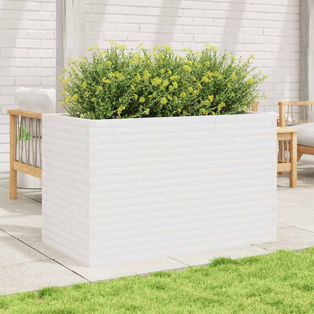 Fioriera da Giardino Bianca 110x60x68,5 cm Legno Massello Pino | homemem39