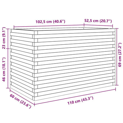 Fioriera da Giardino Bianca 110x60x68,5 cm Legno Massello Pino | homemem39