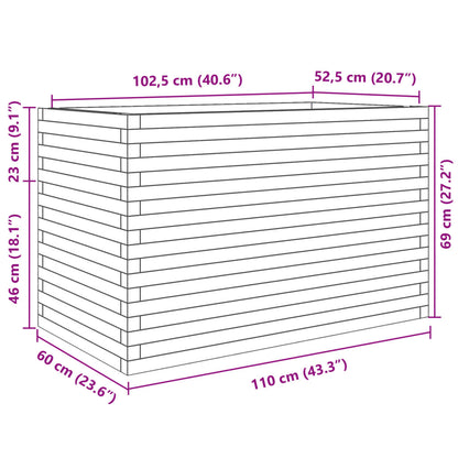 Fioriera Giardino Marrone Cera 110x60x68,5 Legno Massello Pino | homemem39