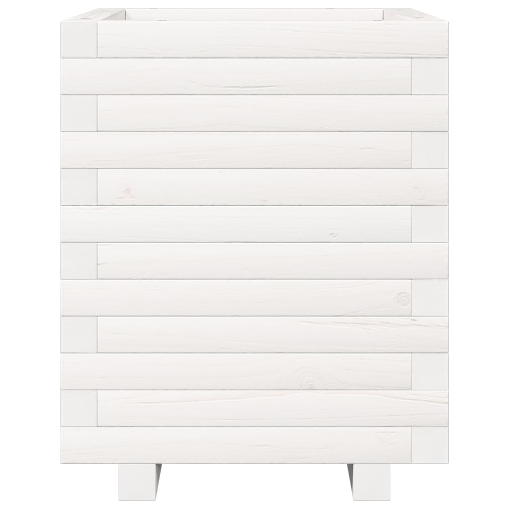 Fioriera da Giardino Bianca 40x40x49,5cm Legno Massello di Pino