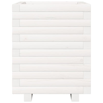 Fioriera da Giardino Bianca 40x40x49,5cm Legno Massello di Pino