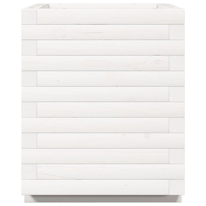 Fioriera da Giardino Bianca 40x40x49,5cm Legno Massello di Pino