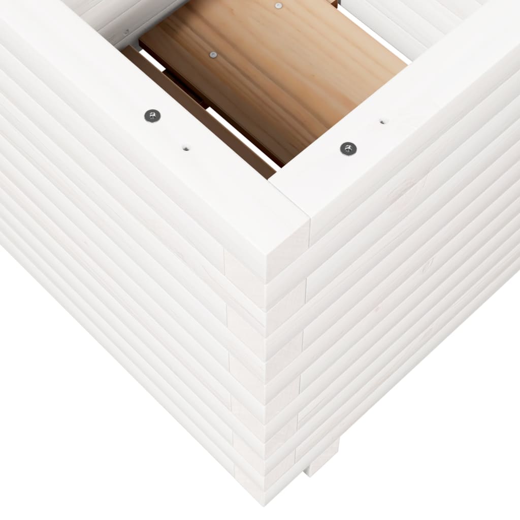 Fioriera da Giardino Bianca 50x50x49,5cm Legno Massello di Pino | homemem39