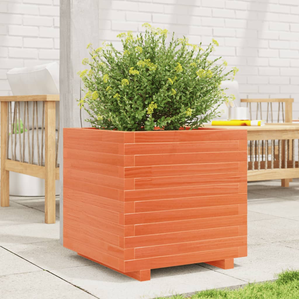 Fioriera Giardino Marrone Cera 50x50x49,5cm Legno Massello Pino - homemem39