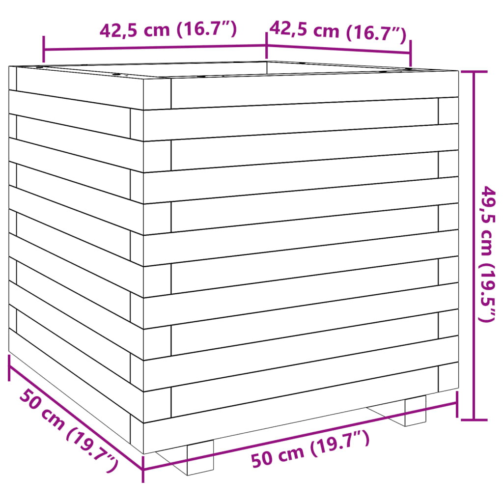 Fioriera Giardino Marrone Cera 50x50x49,5cm Legno Massello Pino | homemem39