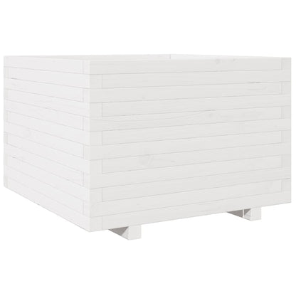 Fioriera da Giardino Bianca 70x70x49,5cm Legno Massello di Pino | homemem39