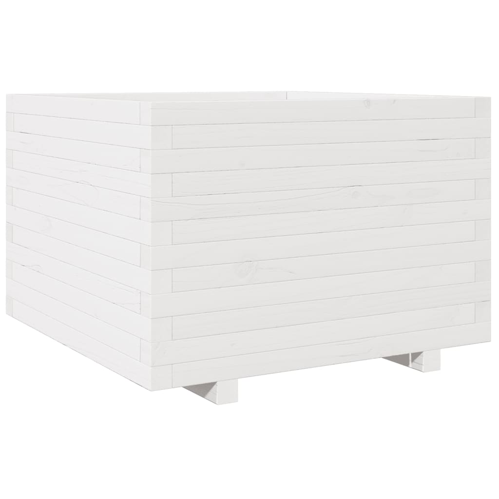 Fioriera da Giardino Bianca 70x70x49,5cm Legno Massello di Pino - homemem39