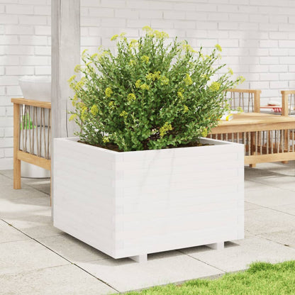 Fioriera da Giardino Bianca 70x70x49,5cm Legno Massello di Pino | homemem39