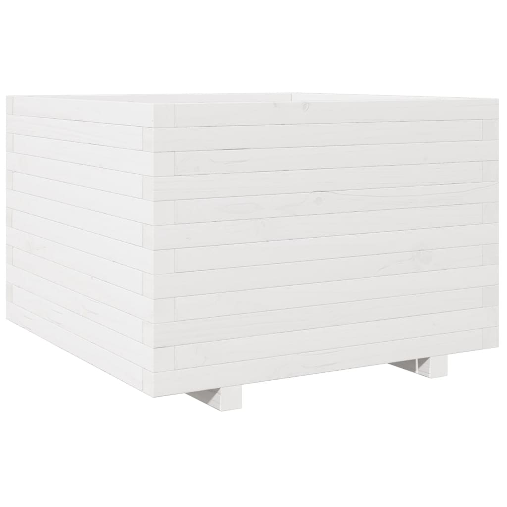 Fioriera da Giardino Bianca 70x70x49,5cm Legno Massello di Pino | homemem39