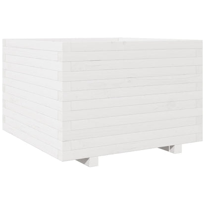 Fioriera da Giardino Bianca 70x70x49,5cm Legno Massello di Pino | homemem39