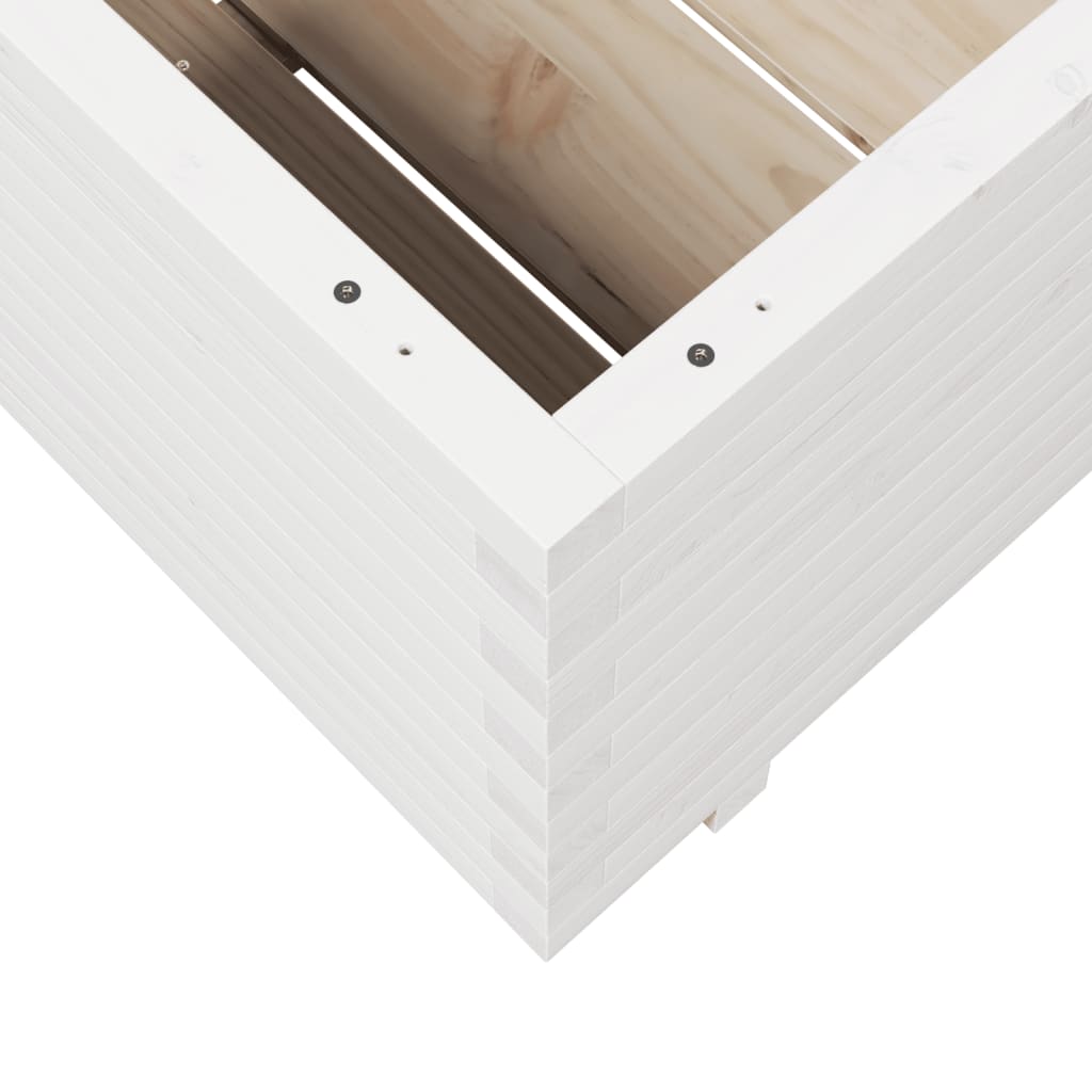 Fioriera da Giardino Bianca 70x70x49,5cm Legno Massello di Pino | homemem39