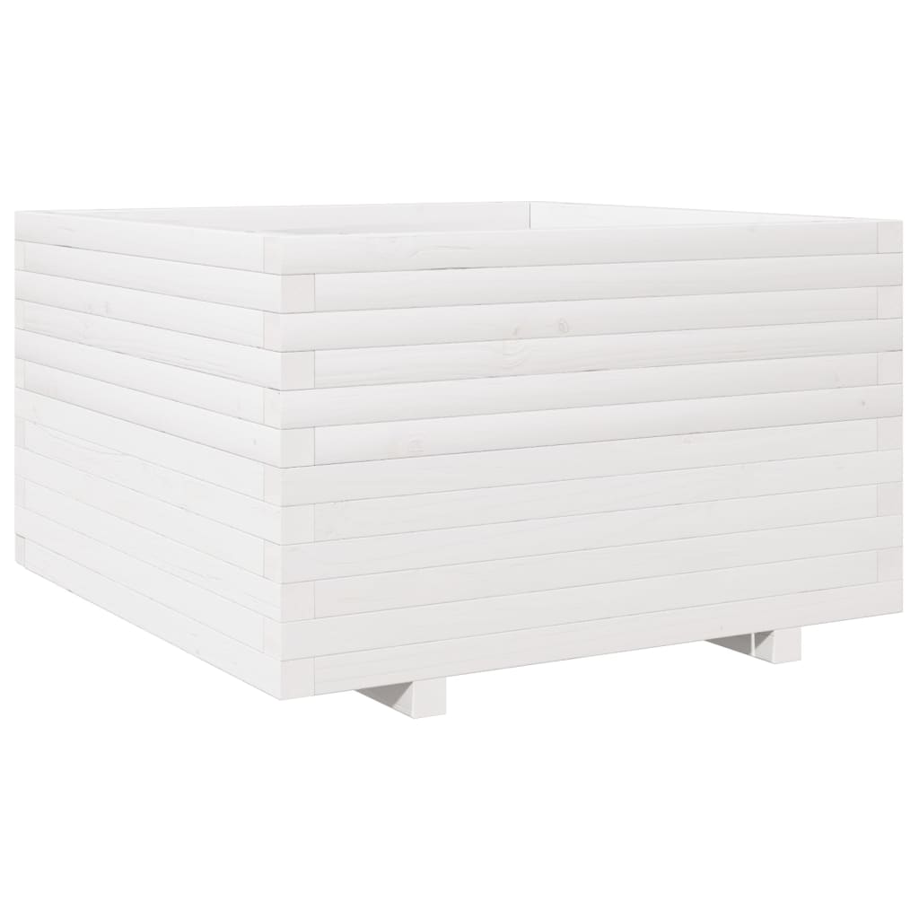 Fioriera da Giardino Bianca 80x80x49,5cm Legno Massello di Pino | homemem39