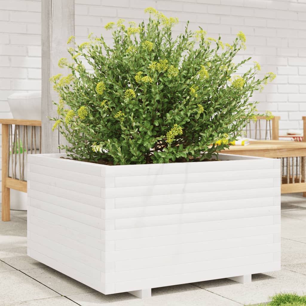 Fioriera da Giardino Bianca 80x80x49,5cm Legno Massello di Pino - homemem39