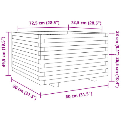Fioriera Giardino Marrone Cera 80x80x49,5cm Legno Massello Pino - homemem39