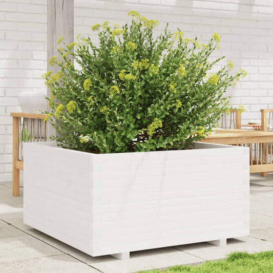 Fioriera da Giardino Bianca 90x90x49,5cm Legno Massello di Pino | homemem39
