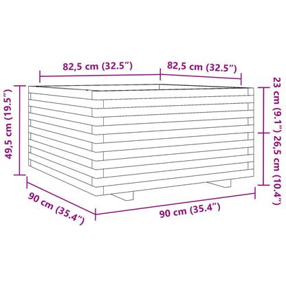 Fioriera Giardino Marrone Cera 90x90x49,5cm Legno Massello Pino | homemem39