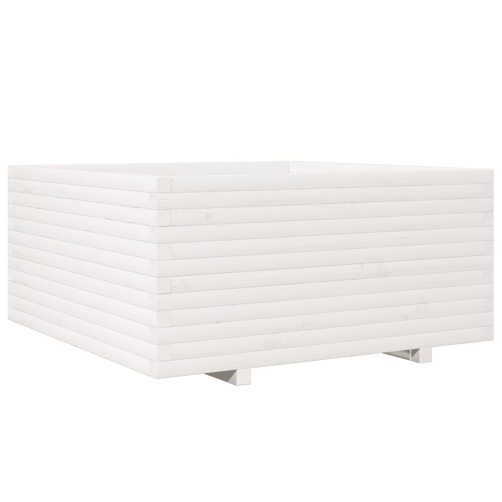 Fioriera da Giardino Bianca 100x100x49,5 Legno Massello di Pino | homemem39
