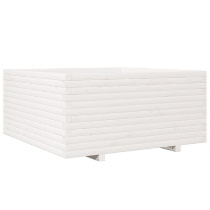Fioriera da Giardino Bianca 100x100x49,5 Legno Massello di Pino | homemem39
