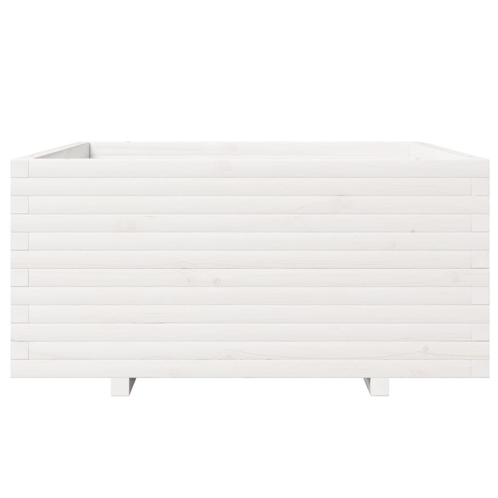 Fioriera da Giardino Bianca 100x100x49,5 Legno Massello di Pino | homemem39