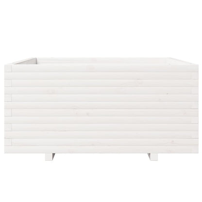 Fioriera da Giardino Bianca 100x100x49,5 Legno Massello di Pino | homemem39