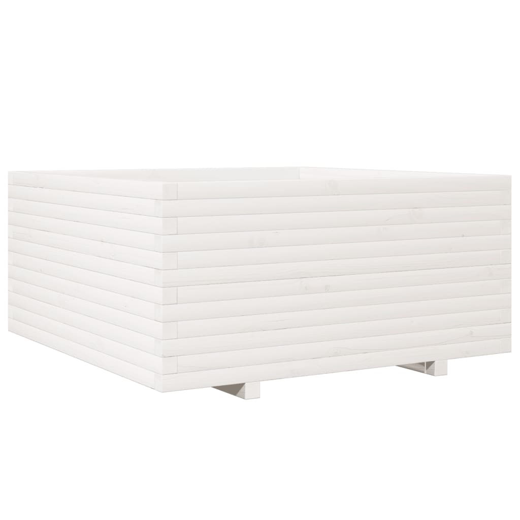 Fioriera da Giardino Bianca 100x100x49,5 Legno Massello di Pino | homemem39