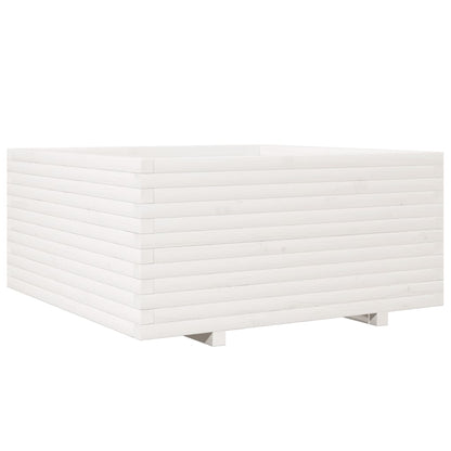 Fioriera da Giardino Bianca 100x100x49,5 Legno Massello di Pino | homemem39