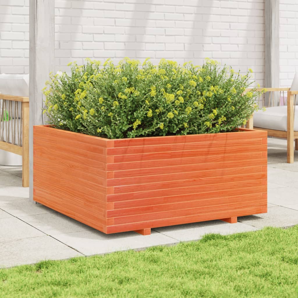 Fioriera Giardino Marrone Cera 100x100x49,5 Legno Massello Pino | homemem39