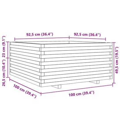 Fioriera Giardino Marrone Cera 100x100x49,5 Legno Massello Pino | homemem39
