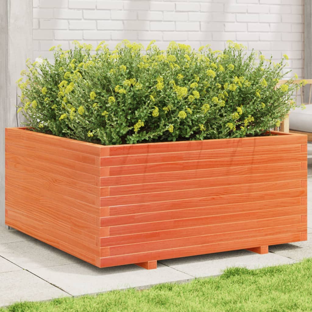 Fioriera Giardino Marrone Cera 100x100x49,5 Legno Massello Pino | homemem39