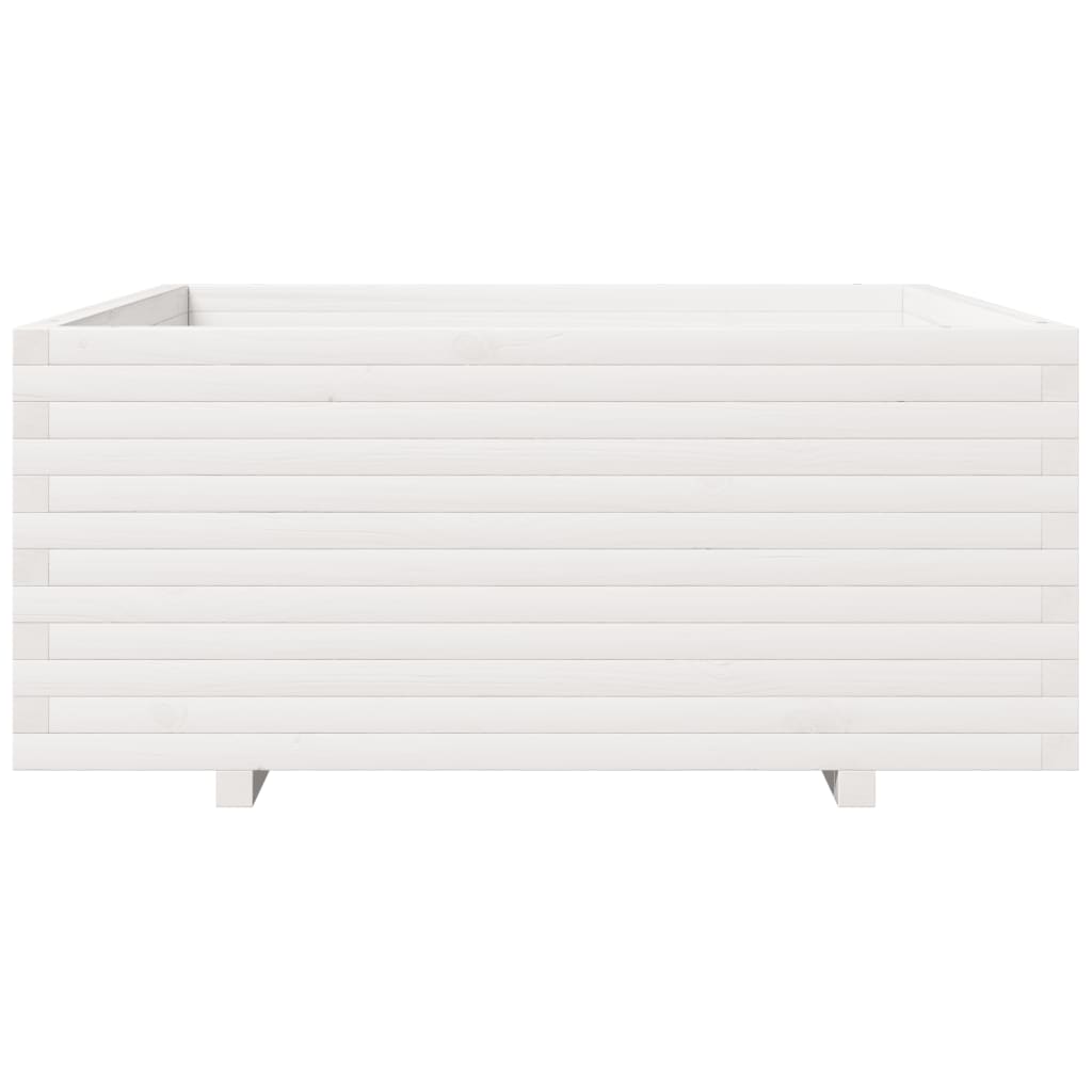 Fioriera da Giardino Bianca 110x110x49,5 cm Legno Massello Pino - homemem39