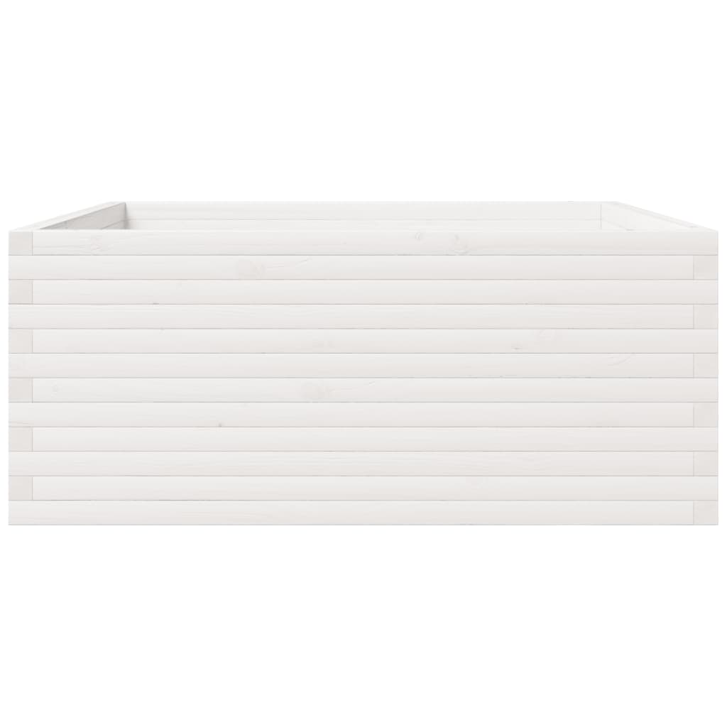 Fioriera da Giardino Bianca 110x110x49,5 cm Legno Massello Pino - homemem39