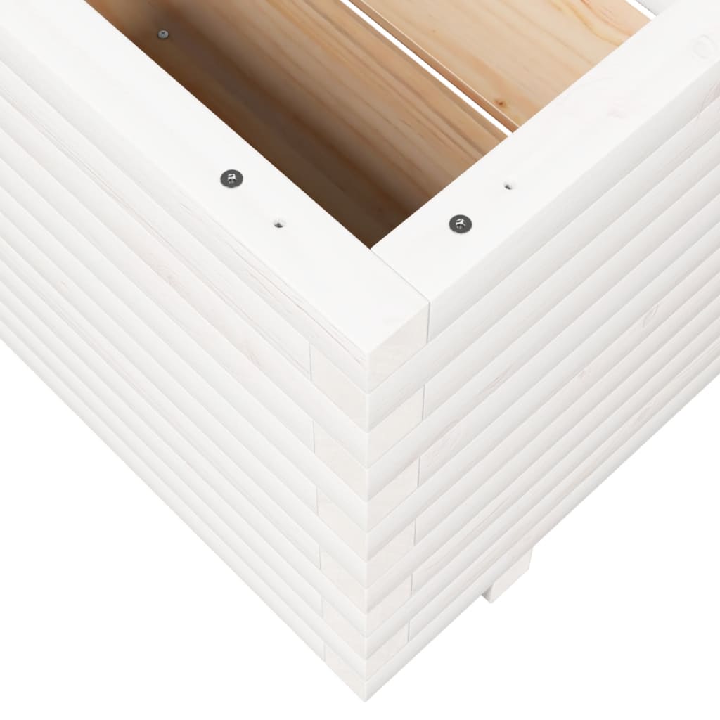 Fioriera da Giardino Bianca 110x110x49,5 cm Legno Massello Pino | homemem39