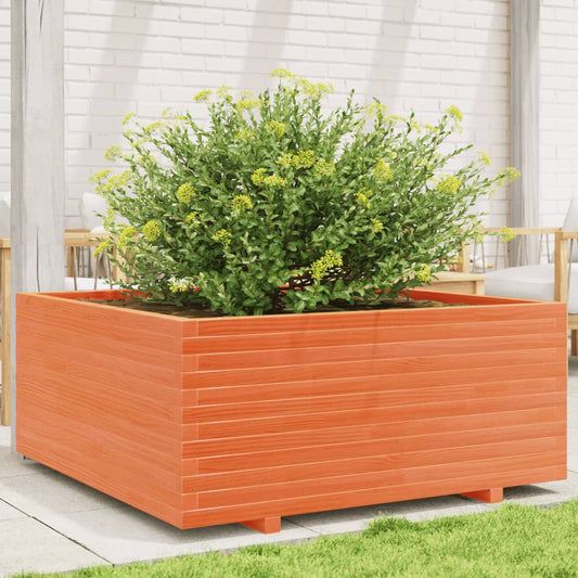 Fioriera Giardino Marrone Cera 110x110x49,5 Legno Massello Pino | homemem39
