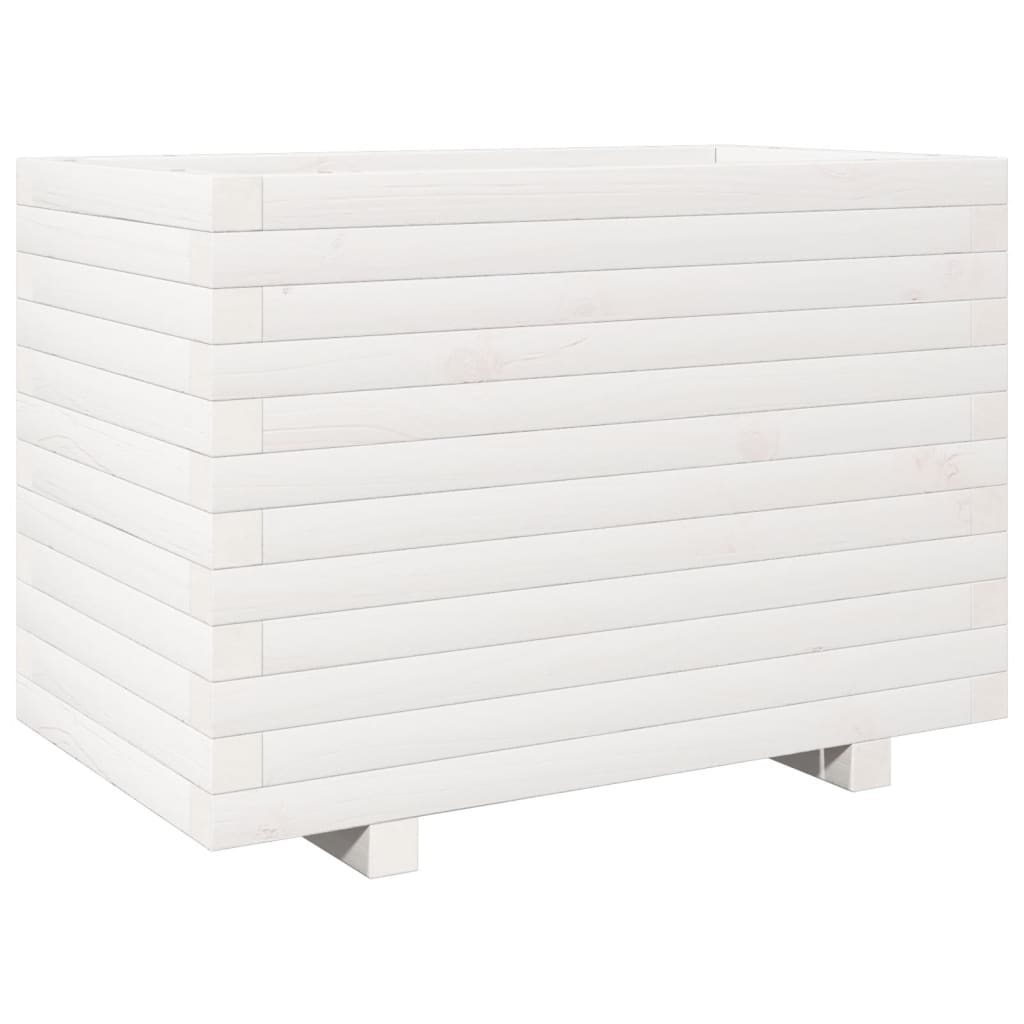 Fioriera da Giardino Bianca 70x40x49,5cm Legno Massello di Pino | homemem39