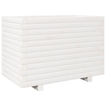Fioriera da Giardino Bianca 70x40x49,5cm Legno Massello di Pino | homemem39