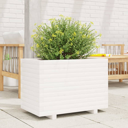 Fioriera da Giardino Bianca 70x40x49,5cm Legno Massello di Pino | homemem39