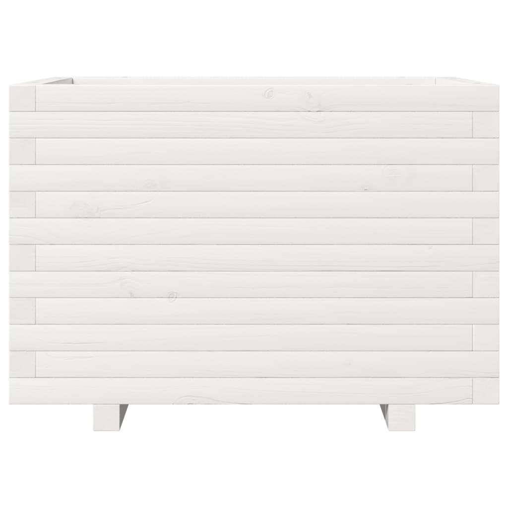 Fioriera da Giardino Bianca 70x40x49,5cm Legno Massello di Pino | homemem39