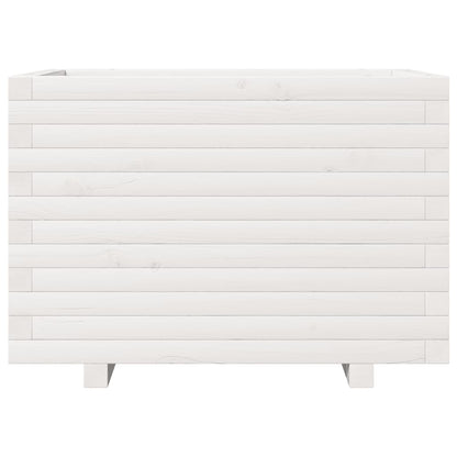 Fioriera da Giardino Bianca 70x40x49,5cm Legno Massello di Pino | homemem39