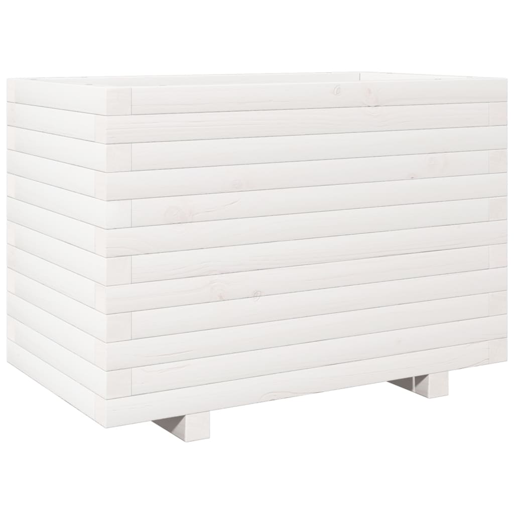 Fioriera da Giardino Bianca 70x40x49,5cm Legno Massello di Pino | homemem39