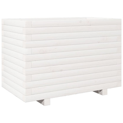 Fioriera da Giardino Bianca 70x40x49,5cm Legno Massello di Pino | homemem39