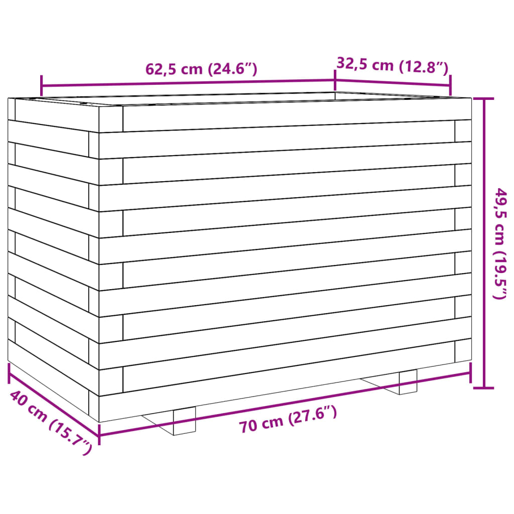 Fioriera da Giardino Bianca 70x40x49,5cm Legno Massello di Pino | homemem39