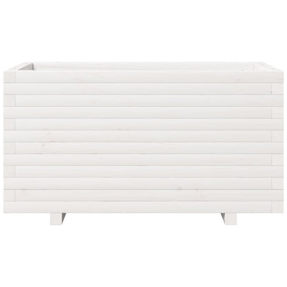 Fioriera da Giardino Bianca 90x40x49,5cm Legno Massello di Pino