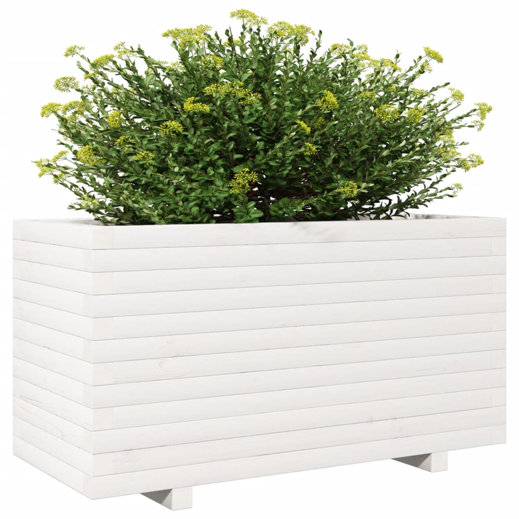 Fioriera da Giardino Bianca 90x40x49,5cm Legno Massello di Pino - homemem39