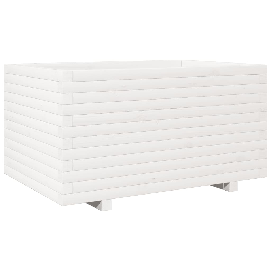 Fioriera da Giardino Bianca 90x60x49,5cm Legno Massello di Pino | homemem39